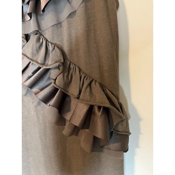 Ann Taylor Petite Casual Bohochic Olive Green Triple Ruffle Sleeveless Top MP - Picture 4 of 6